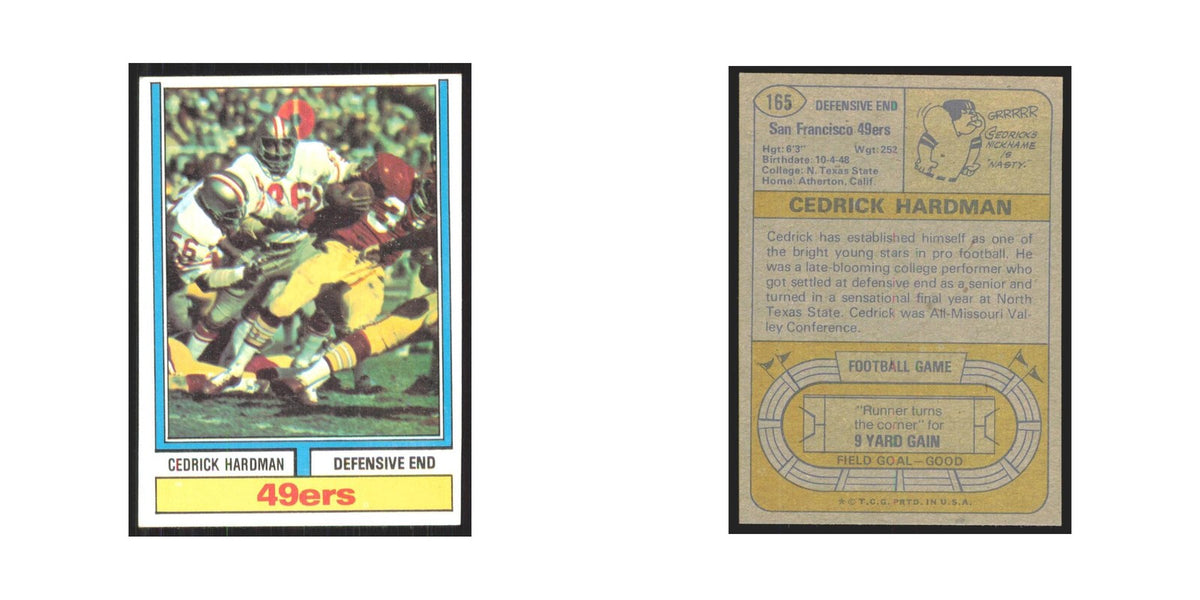 1974 Topps Cedrick Hardman 49ers #165.0