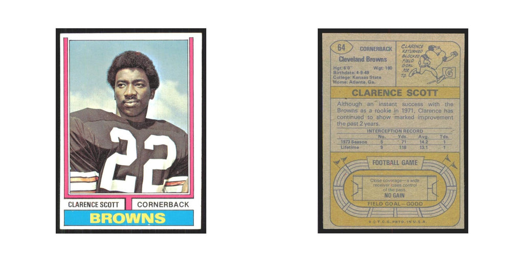 1974 Topps Clarence Scott Browns #64.0