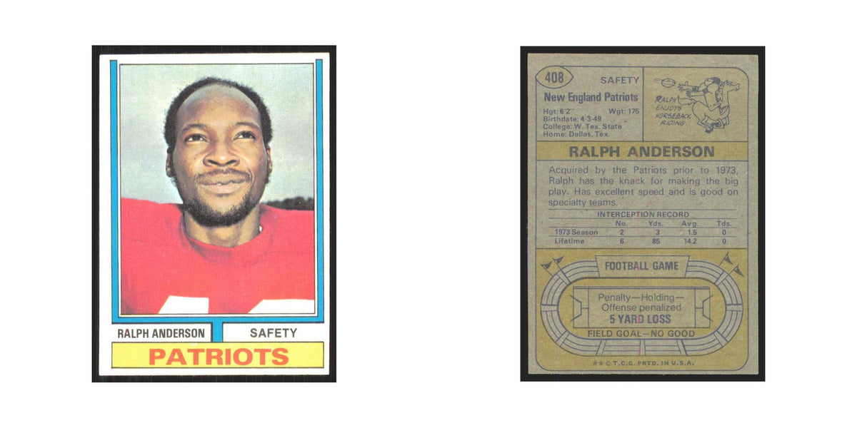 1974 Topps Ralph Anderson Patriots #408.0