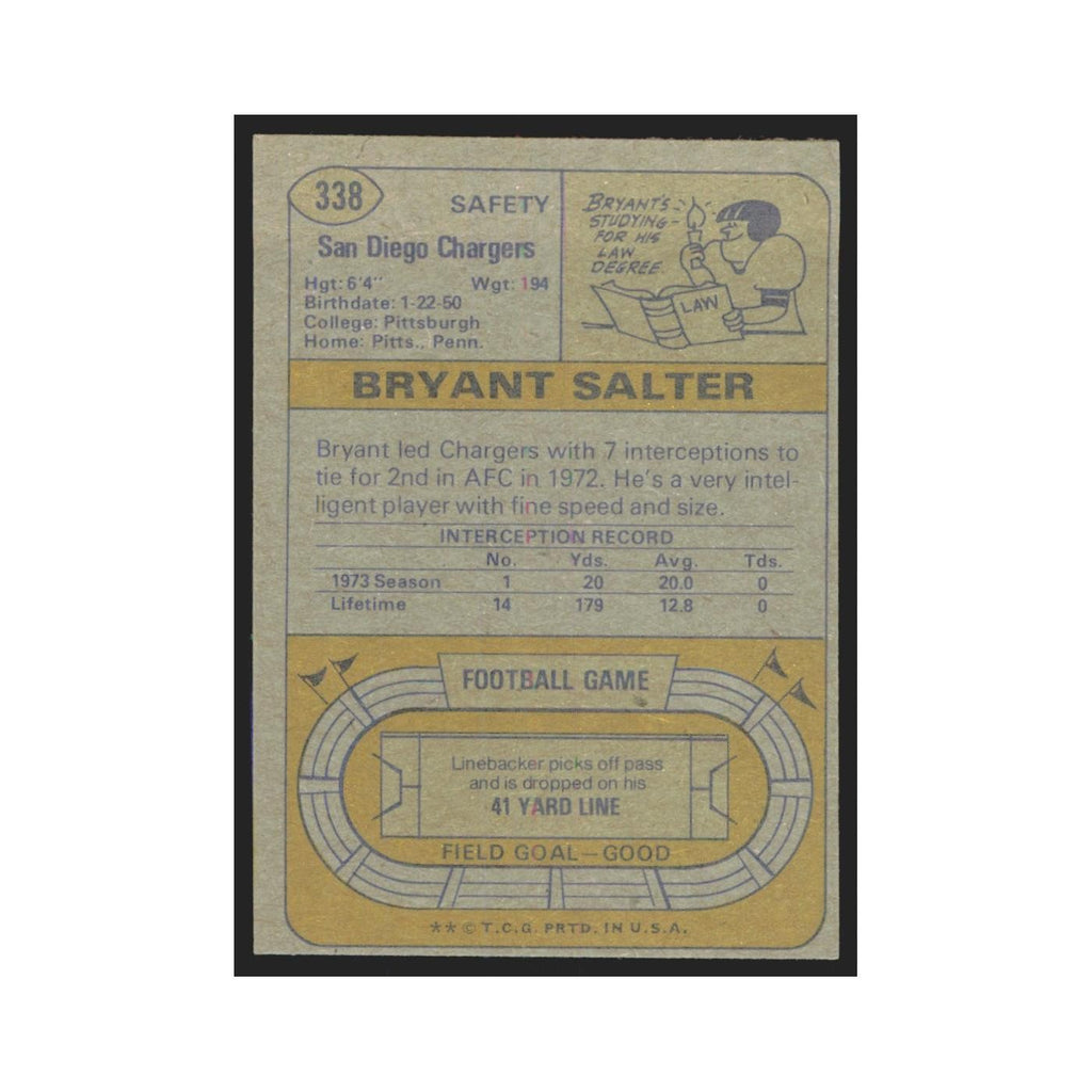 1974 Topps Bryant Salter San Diego Chargers #338.0