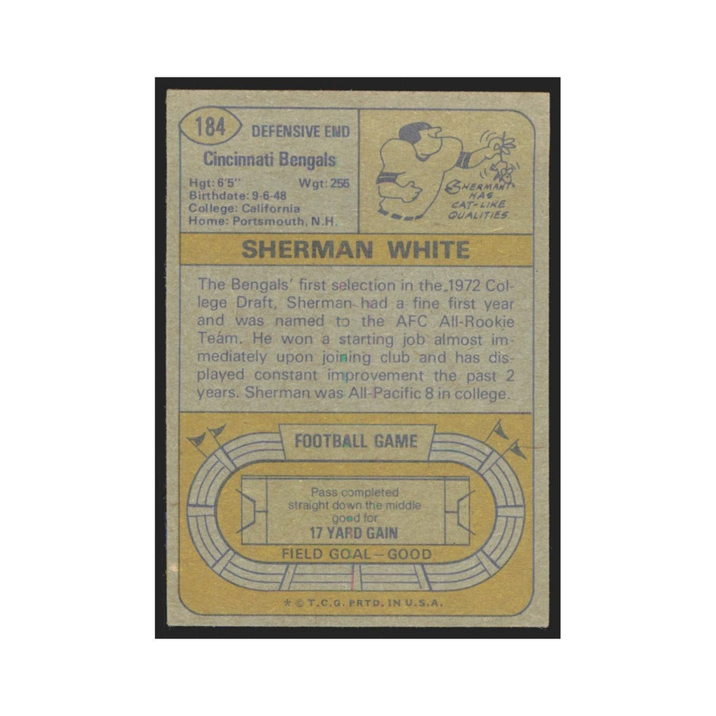 1974 Topps Sherman White Bengals #184.0