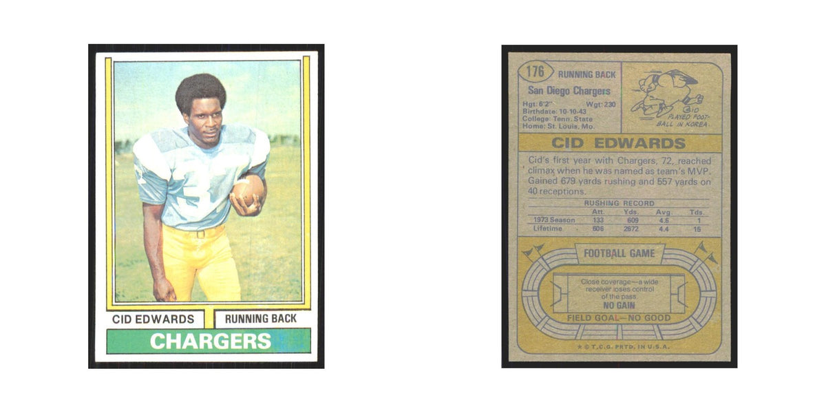 1974 Topps Cid Edwards San Diego Chargers #176.0