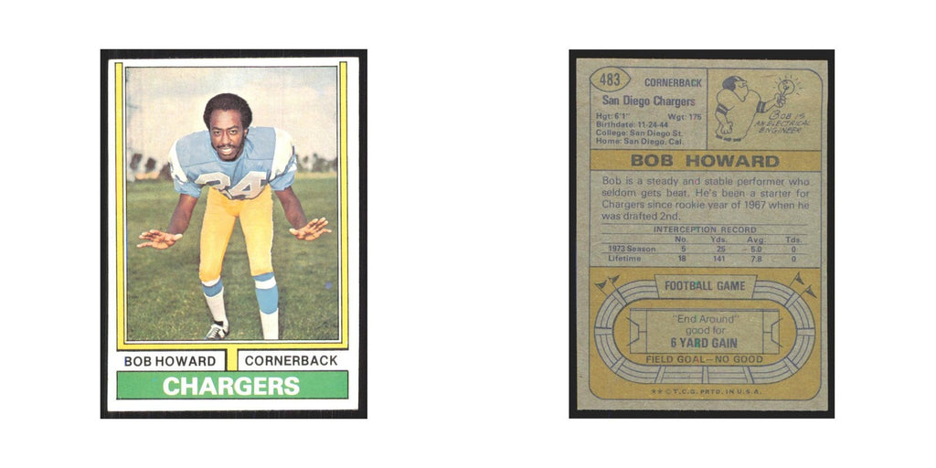 1974 Topps Bob Howard San Diego Chargers #483.0