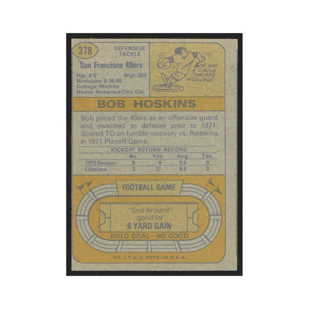 1974 Topps Bob Hoskins 49ers #378.0
