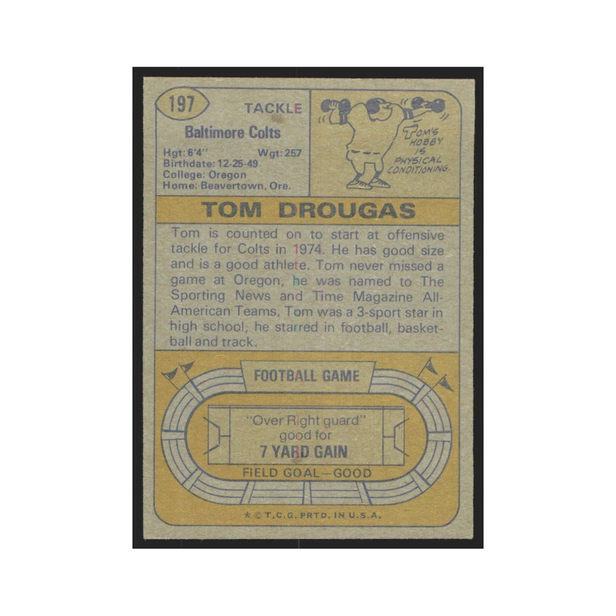 1974 Topps Tom Drougas Baltimore Colts #197.0