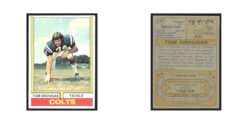 1974 Topps Tom Drougas Baltimore Colts #197.0