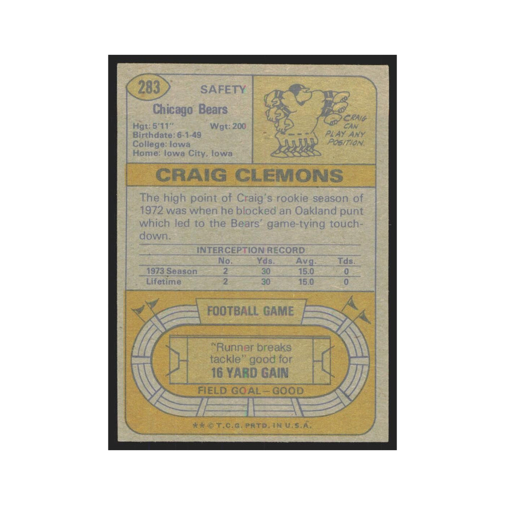 1974 Topps Craig Clemons Bears #283.0