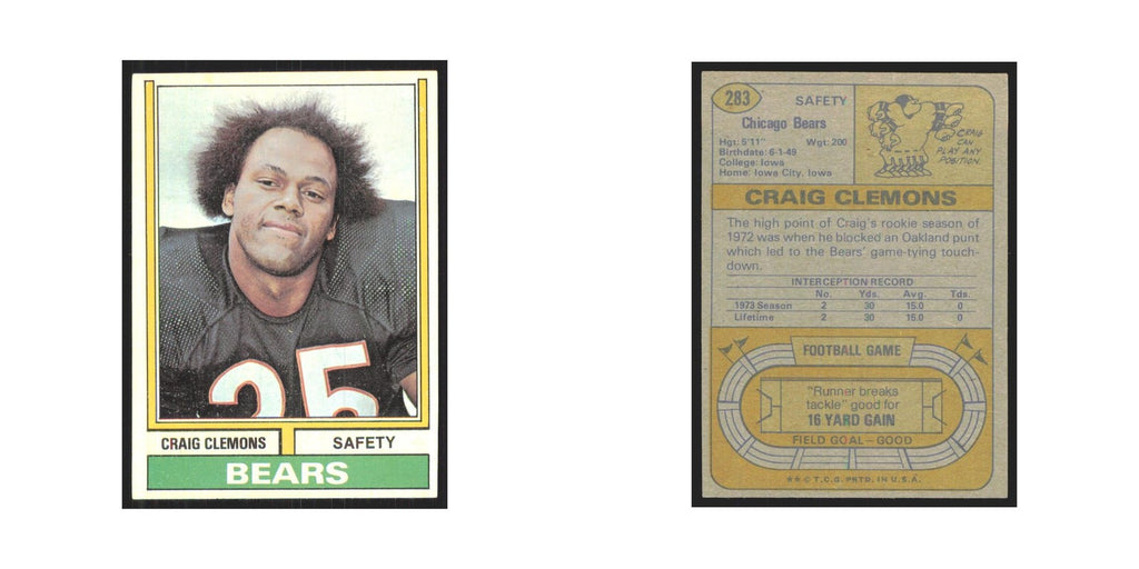 1974 Topps Craig Clemons Bears #283.0