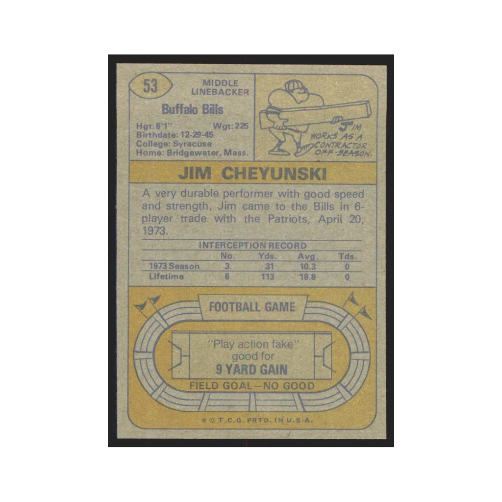 1974 Topps Jim Cheyunski Bills #53.0