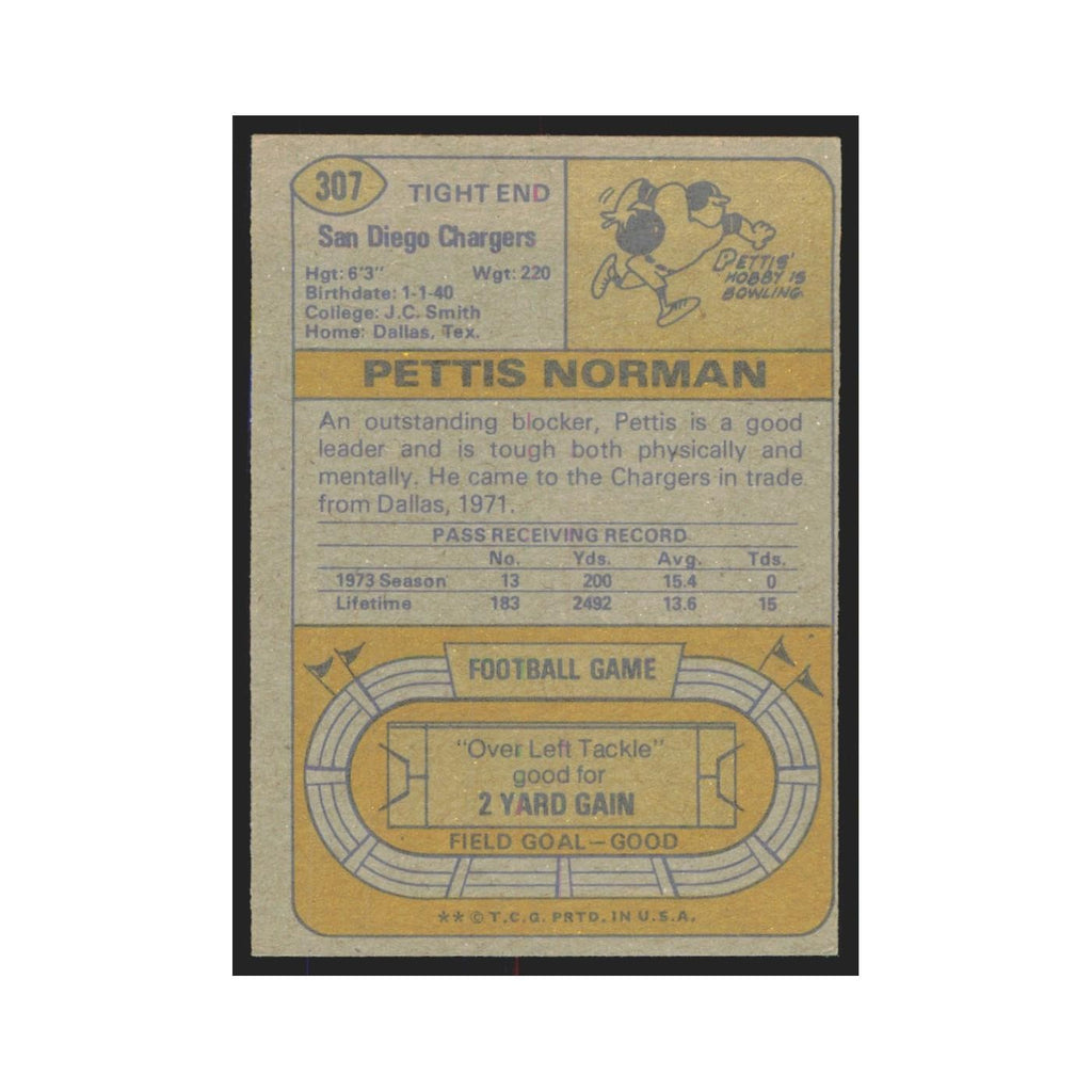1974 Topps Pettis Norman San Diego Chargers #307.0