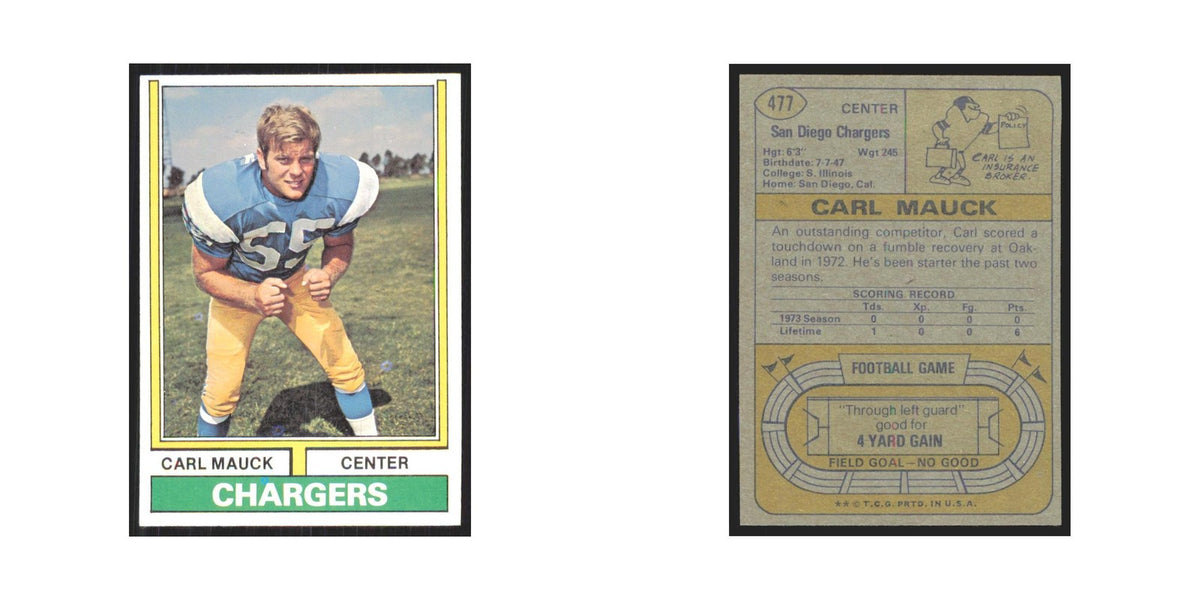 1974 Topps Carl Mauck San Diego Chargers #477.0