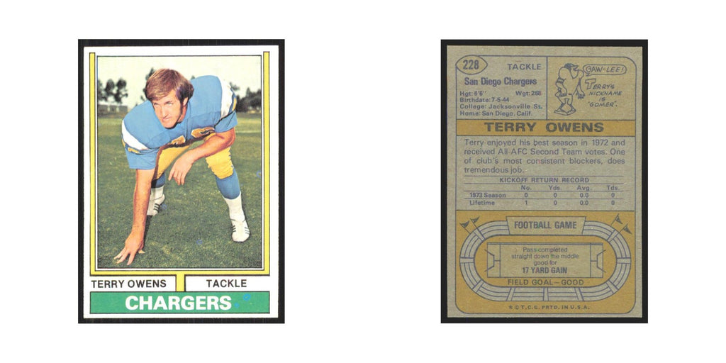 1974 Topps Terry Owens San Diego Chargers #228.0