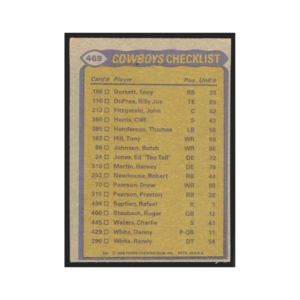 1979 Topps Tony Dorsett/Tony Hill/Benny Barnes/Harvey Martin/Randy White Cowboys