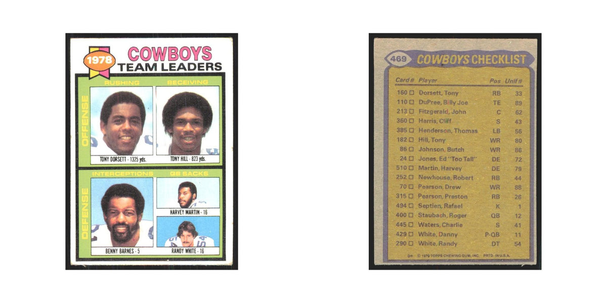 1979 Topps Tony Dorsett/Tony Hill/Benny Barnes/Harvey Martin/Randy White Cowboys
