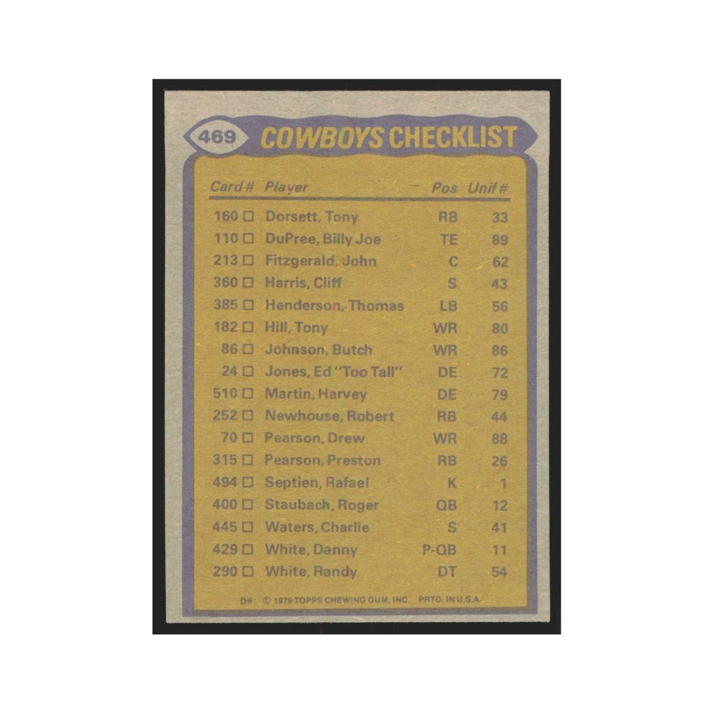1979 Topps Tony Dorsett/Tony Hill/Benny Barnes/Harvey Martin/Randy White Cowboys