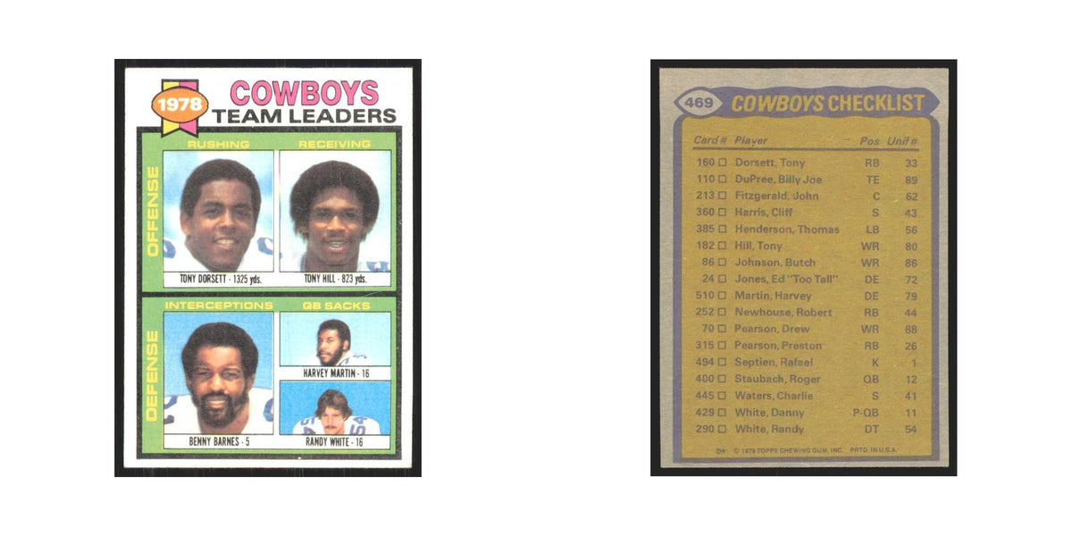 1979 Topps Tony Dorsett/Tony Hill/Benny Barnes/Harvey Martin/Randy White Cowboys
