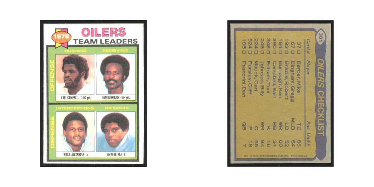 1979 Earl Campbell/Ken Burrough/Willie Alexander/Elvin Bethea Houston Oilers