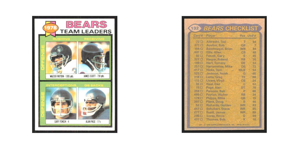 1979 Topps Walter Payton/James Scott/Gary Fencik/Alan Page Bears #132