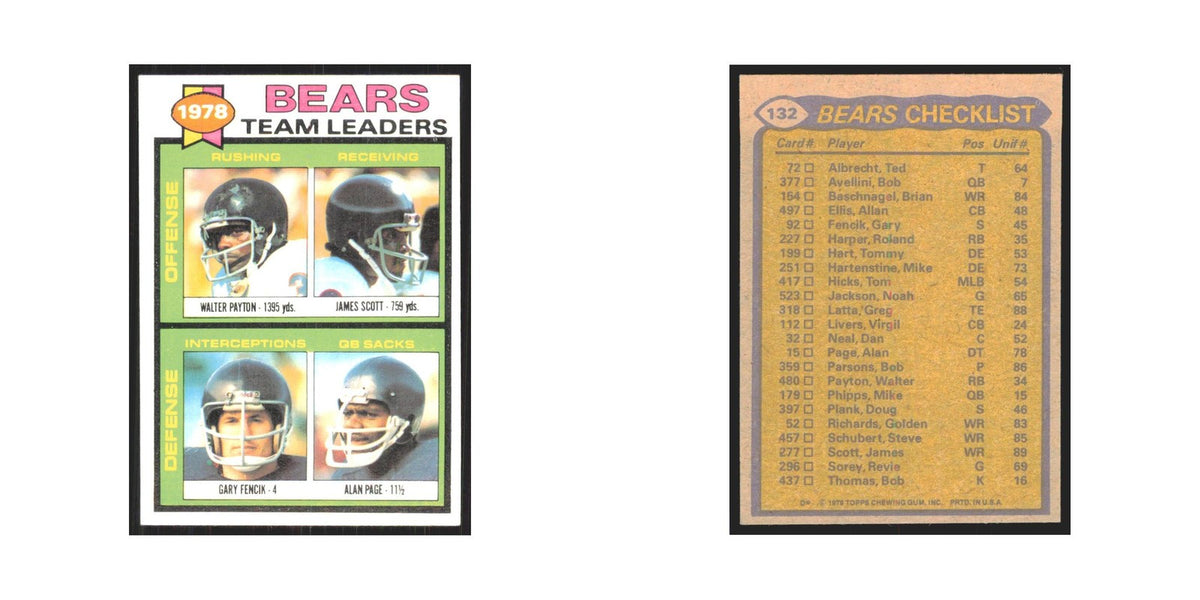 1979 Topps Walter Payton/James Scott/Gary Fencik/Alan Page Bears #132