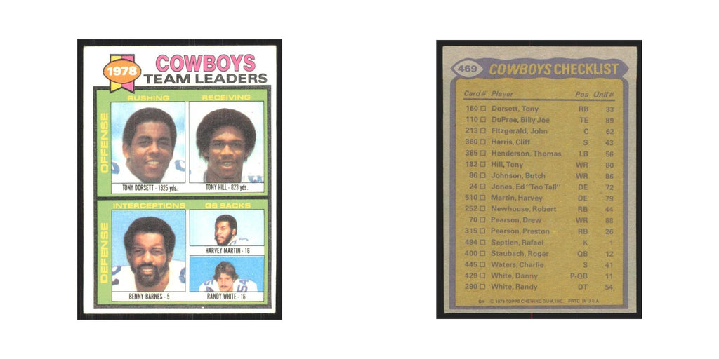 1979 Topps Tony Dorsett/Tony Hill/Benny Barnes/Harvey Martin/Randy White Cowboys