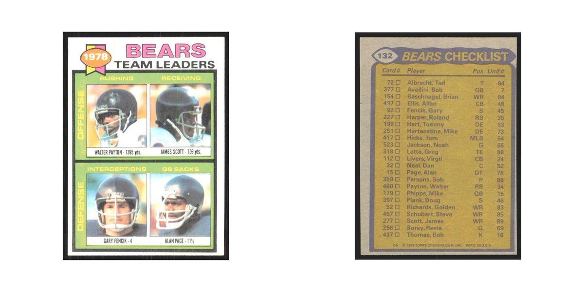 1979 Topps Walter Payton/James Scott/Gary Fencik/Alan Page Bears #132