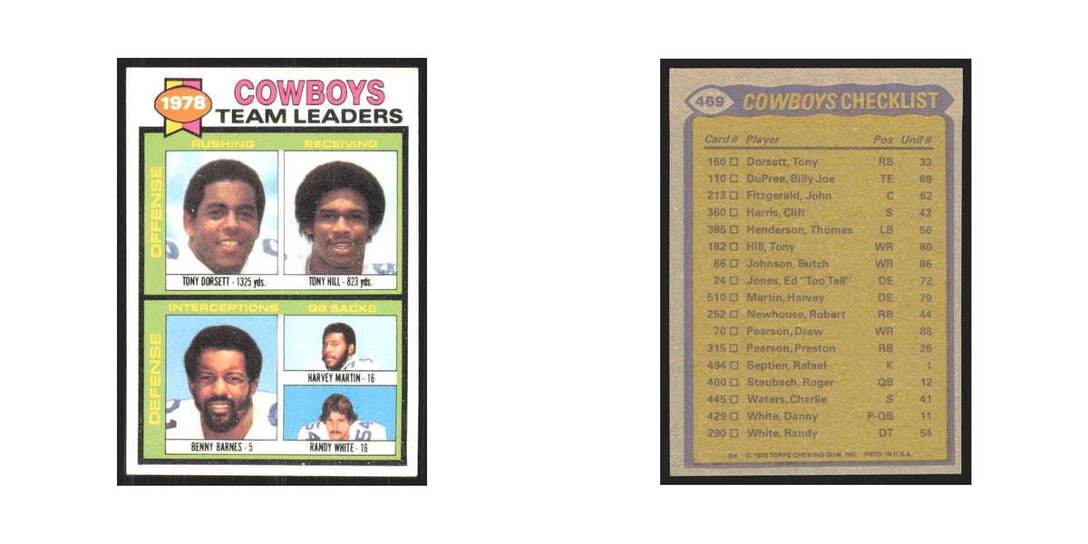 1979 Topps Tony Dorsett/Tony Hill/Benny Barnes/Harvey Martin/Randy White Cowboys