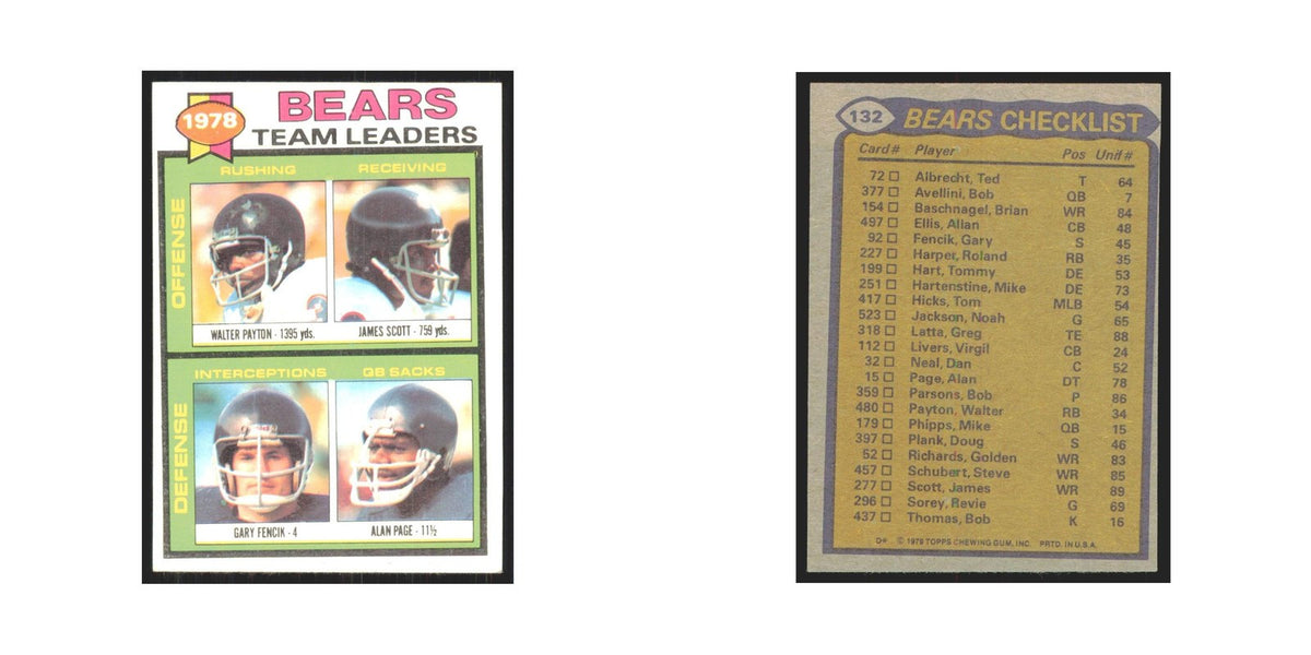 1979 Topps Walter Payton/James Scott/Gary Fencik/Alan Page Bears #132