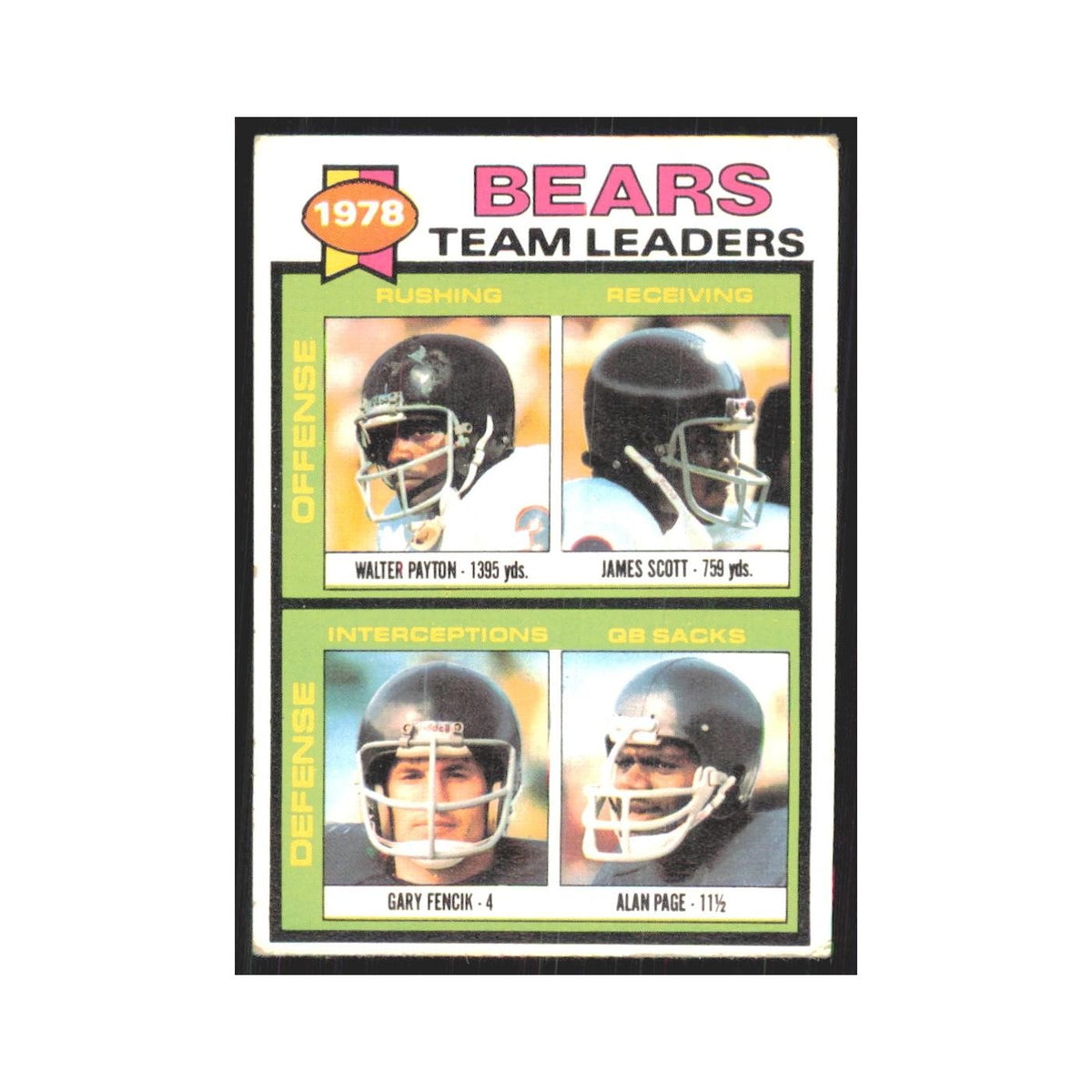 1979 Topps Walter Payton/James Scott/Gary Fencik/Alan Page Bears #132