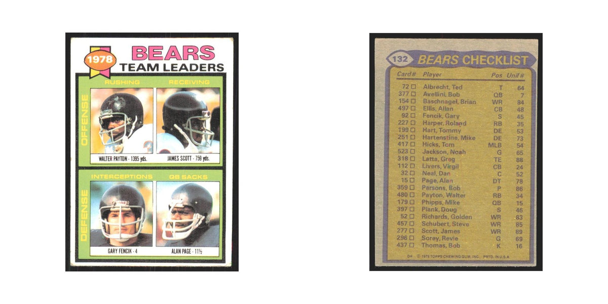 1979 Topps Walter Payton/James Scott/Gary Fencik/Alan Page Bears #132