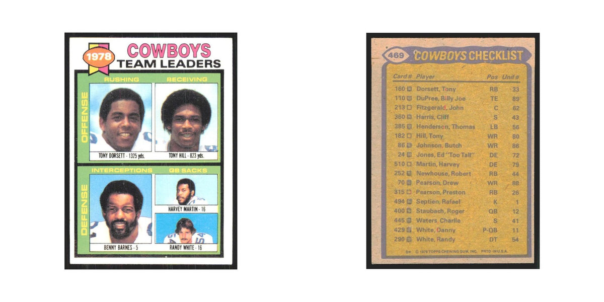 1979 Topps Tony Dorsett/Tony Hill/Benny Barnes/Harvey Martin/Randy White Cowboys