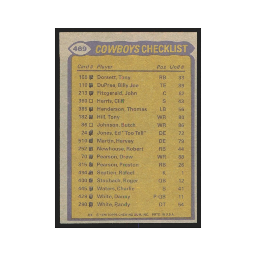 1979 Topps Tony Dorsett/Tony Hill/Benny Barnes/Harvey Martin/Randy White Cowboys