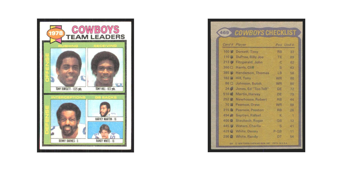 1979 Topps Tony Dorsett/Tony Hill/Benny Barnes/Harvey Martin/Randy White Cowboys