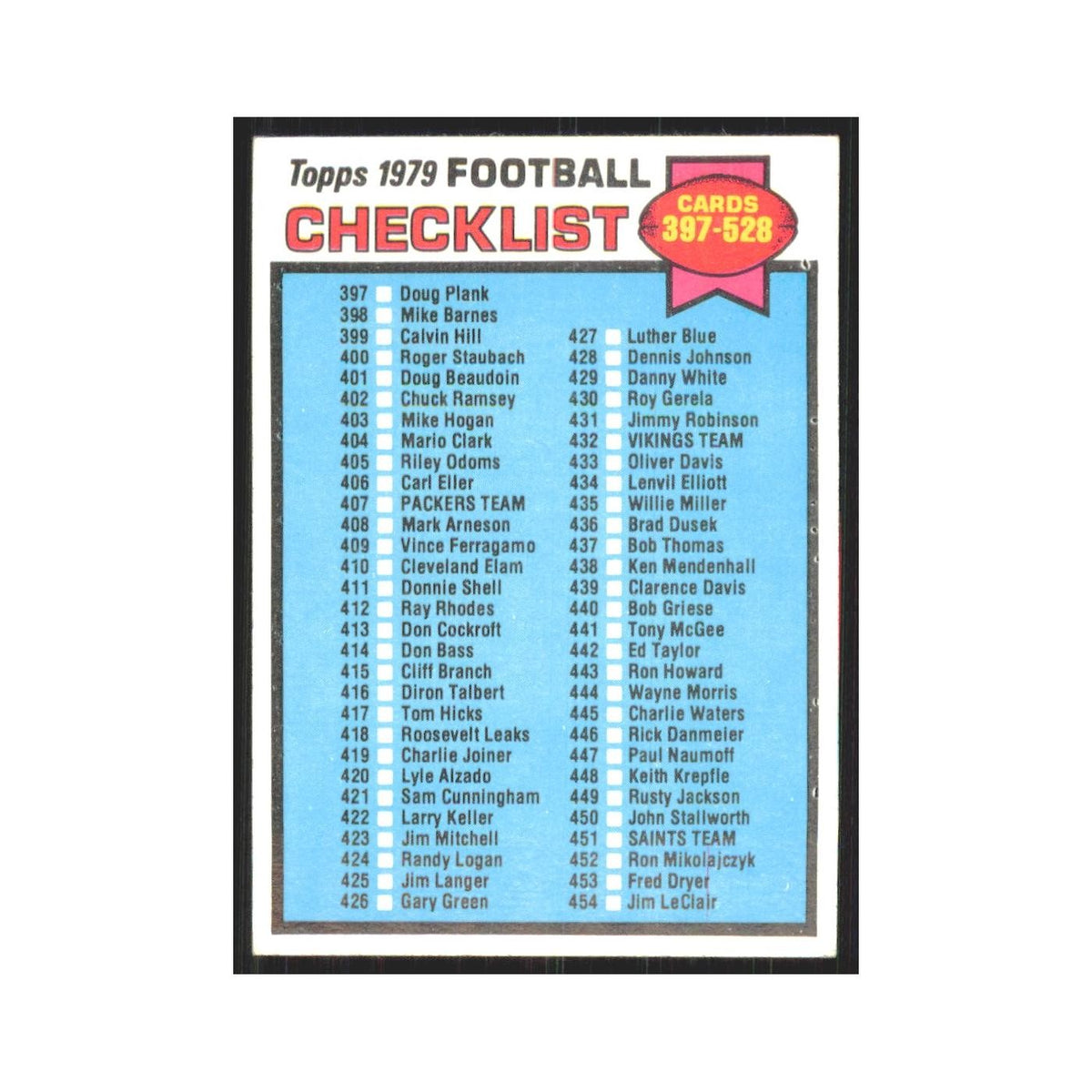 1979 Topps Checklist 397-528 #486