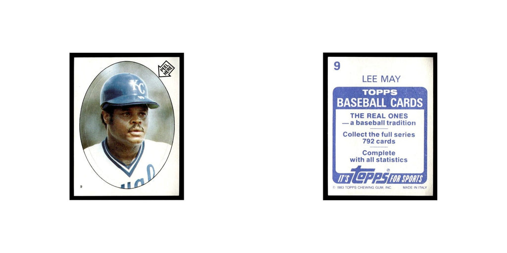 Lee May 1983 Topps Stickers #9 Kansas City Royals Baseball Card NM