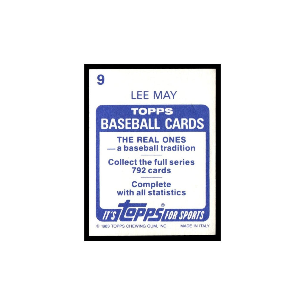 Lee May 1983 Topps Stickers #9 Kansas City Royals Baseball Card NM