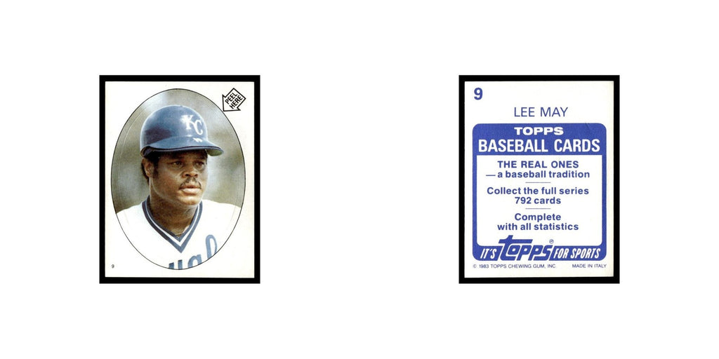 Lee May 1983 Topps Stickers #9 Kansas City Royals Baseball Card NM