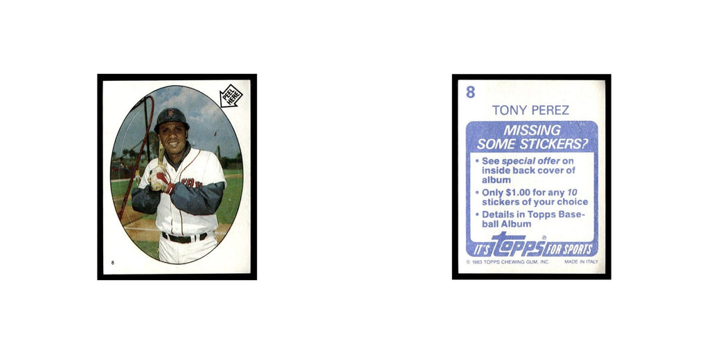 Tony Perez 1983 Topps Stickers #8 Boston Red Sox Baseball Card NM