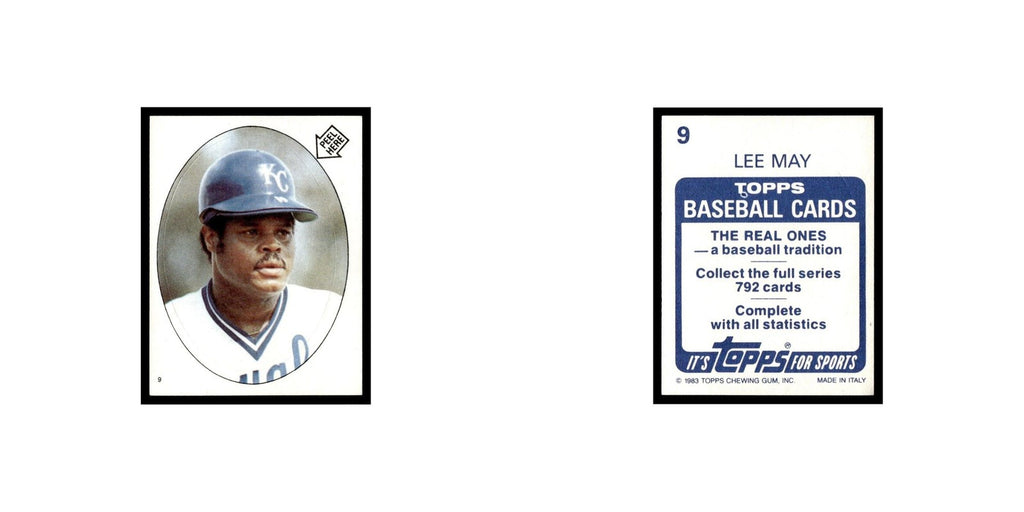Lee May 1983 Topps Stickers #9 Kansas City Royals Baseball Card NM