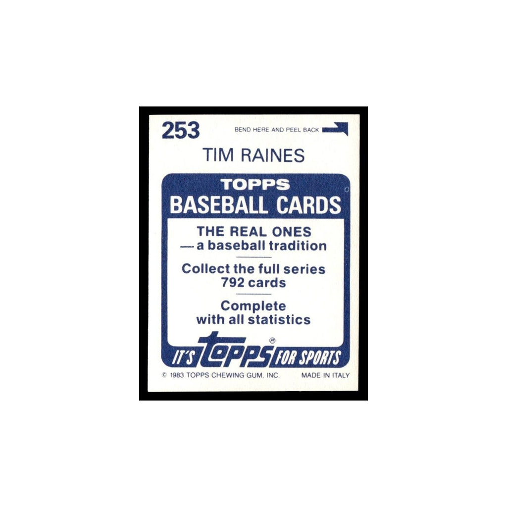 Tim Raines 1983 Topps Stickers #253 Montreal Expos Baseball Card NM