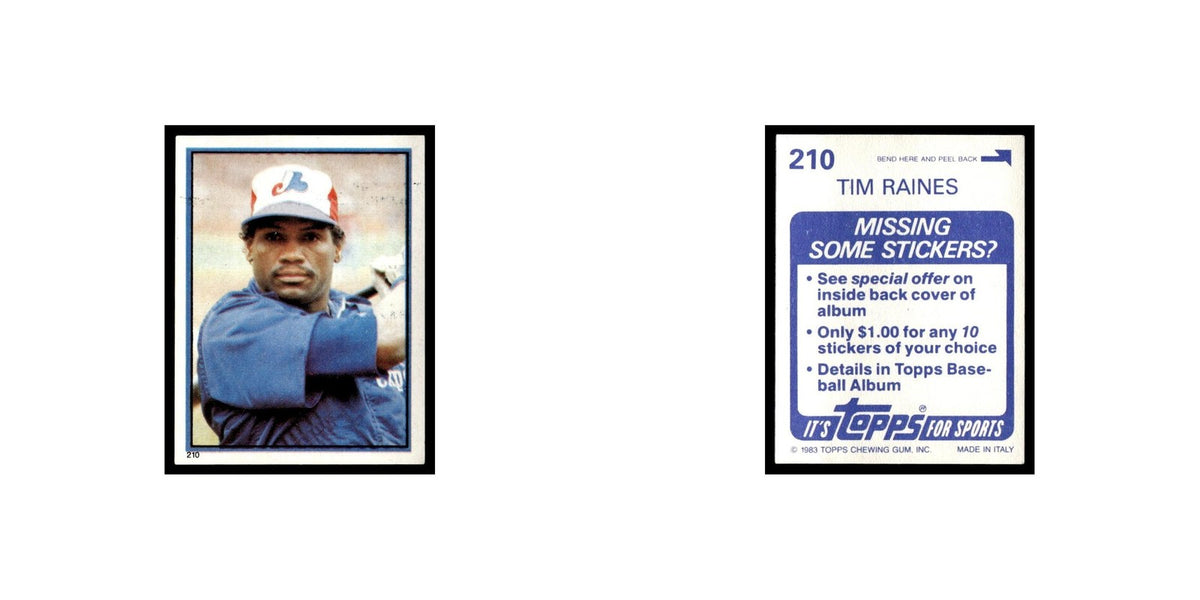 Tim Raines 1983 Topps Stickers #210 Montreal Expos Baseball Card NM