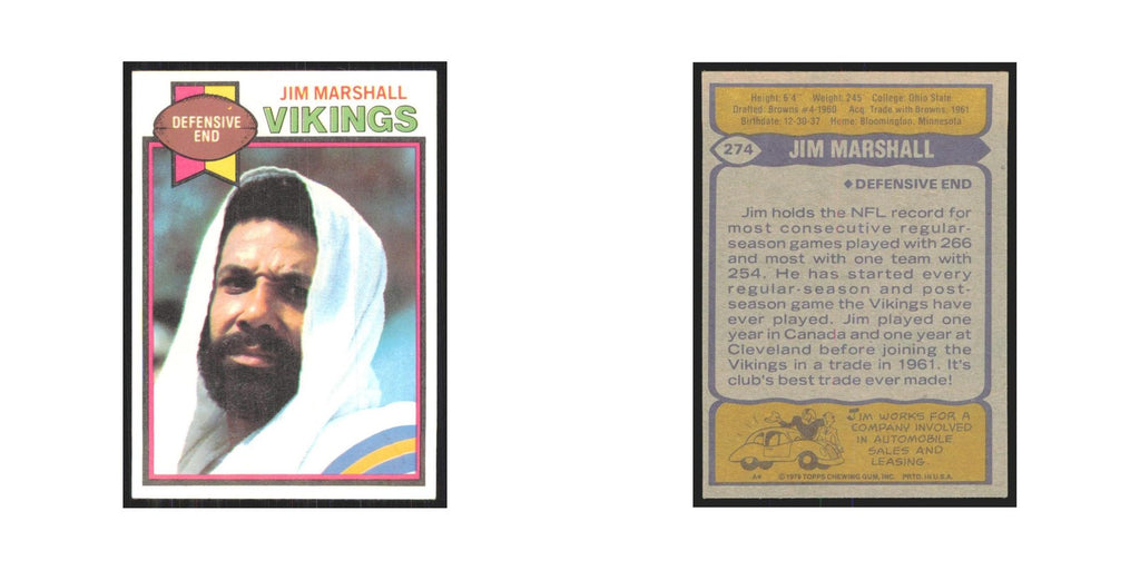 1979 Topps Jim Marshall Vikings #274