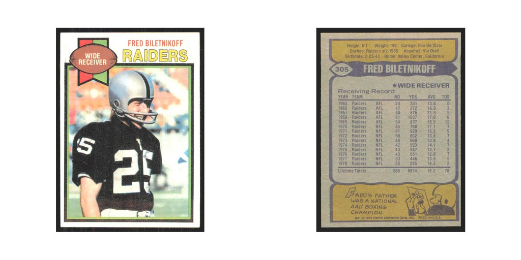 1979 Topps Fred Biletnikoff Raiders #305