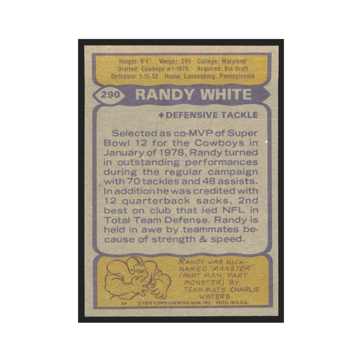 1979 Topps Randy White Cowboys #290.0