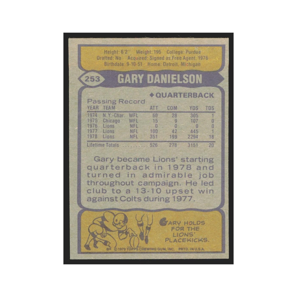 1979 Topps Gary Danielson Lions #253