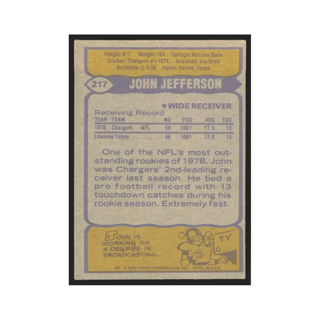 1979 Topps John Jefferson San Diego Chargers #217
