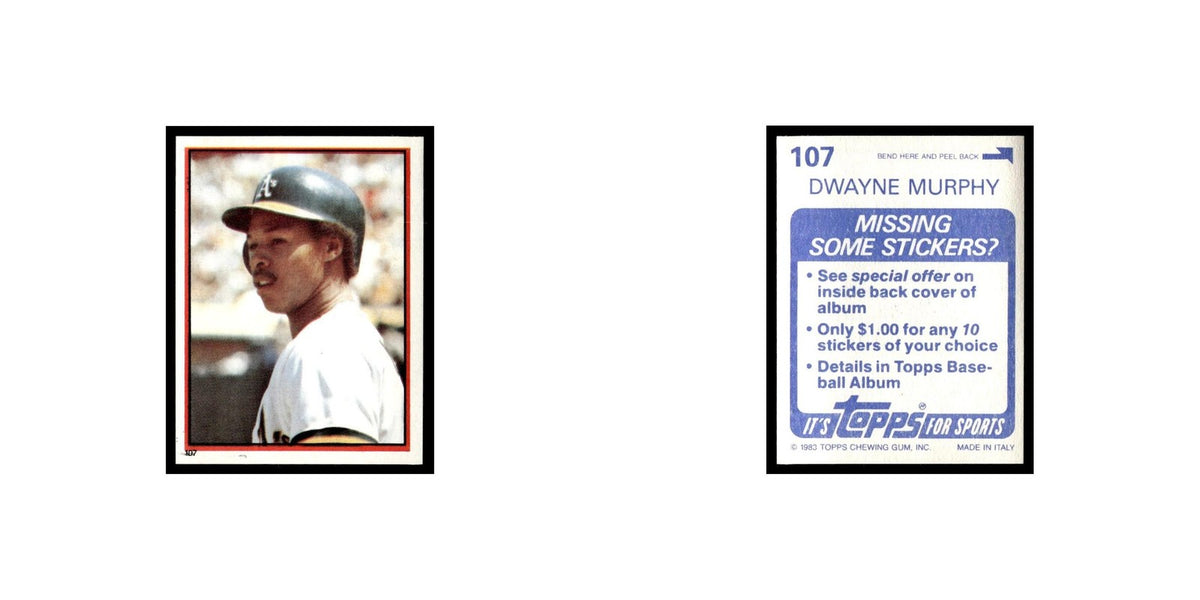 Dwayne Murphy 1983 Topps Stickers #107 Oakland Athletics Baseball Card NM