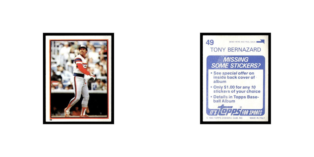 Tony Bernazard 1983 Topps Stickers #49 Chicago White Sox Baseball Card NM