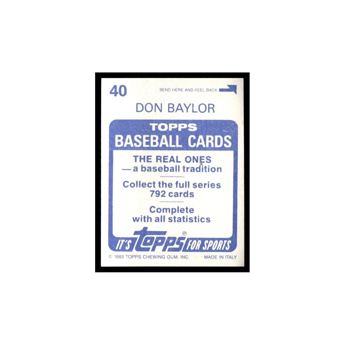 Don Baylor 1983 Topps Stickers #40 California Angels Baseball Card NM