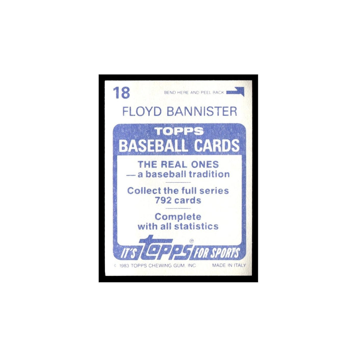 Floyd Bannister 1983 Topps Stickers #18 Seattle Mariners Baseball Card NM