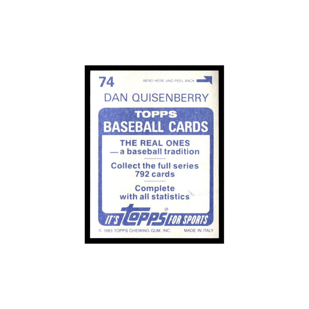 Dan Quisenberry 1983 Topps Stickers #74 Kansas City Royals Baseball Card NM